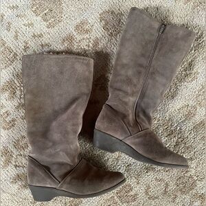 Vintage L.L. Bean Shearling Suede Wedge Boots Size 10 England Made